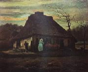 Vincent Van Gogh Cottage at Nightfall (nn04) oil painting reproduction